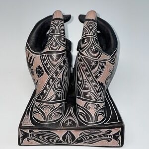 Business Card Holder Hands Black Hand Painted & Carved Zodiac Tarot Mystical AL1